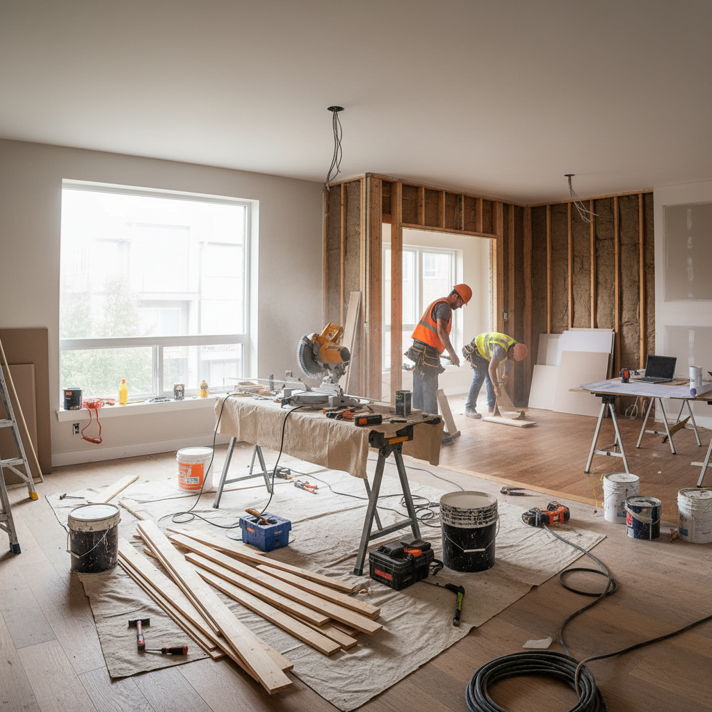 Modern bir ev tadilatı sahnesi