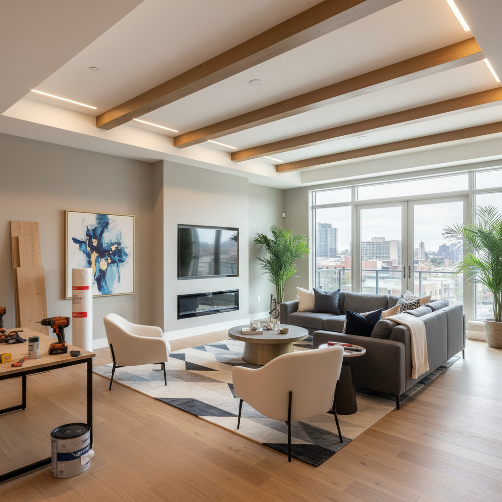 Modern bir oturma odası tadilatı