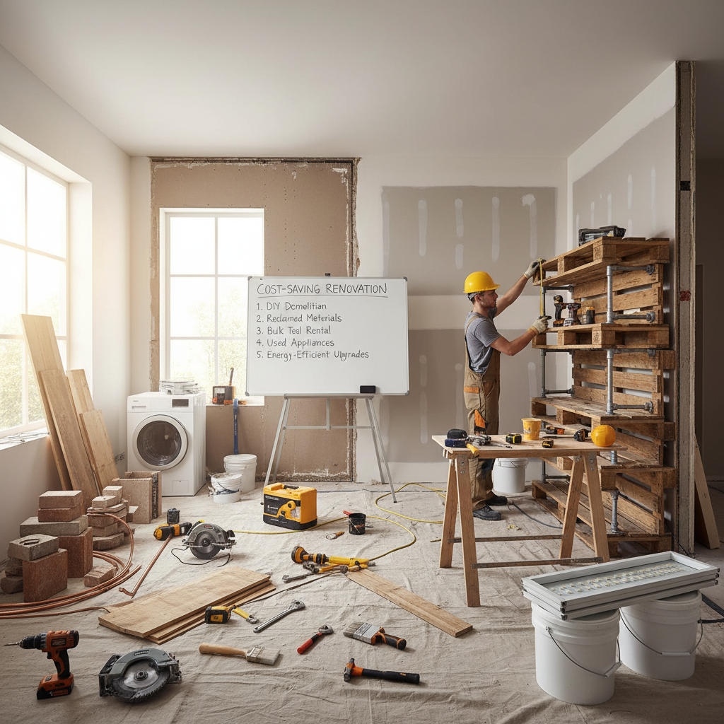 Ev tadilatı sahnesi, maliyet tasarrufu konusunda ipuçlarıyla.