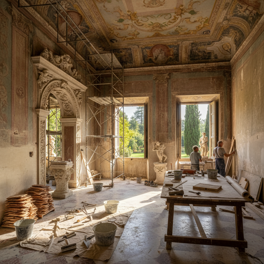 Tarihi villa restorasyon çalışmaları