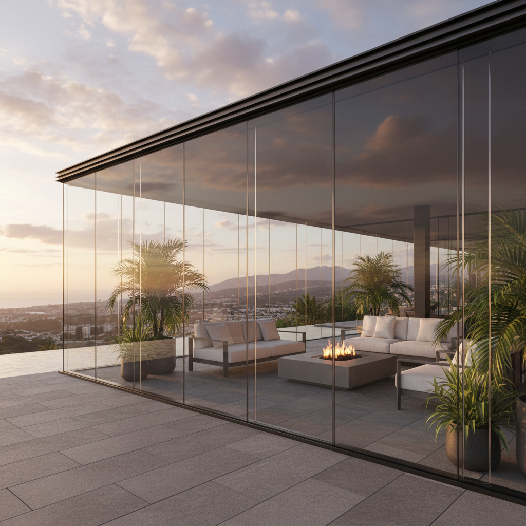 Modern cam kapalı teras örneği