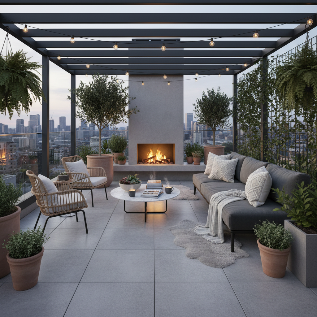 Modern bir teras yaşam alanı