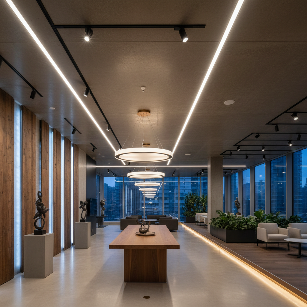 Modern ticari alan aydınlatması