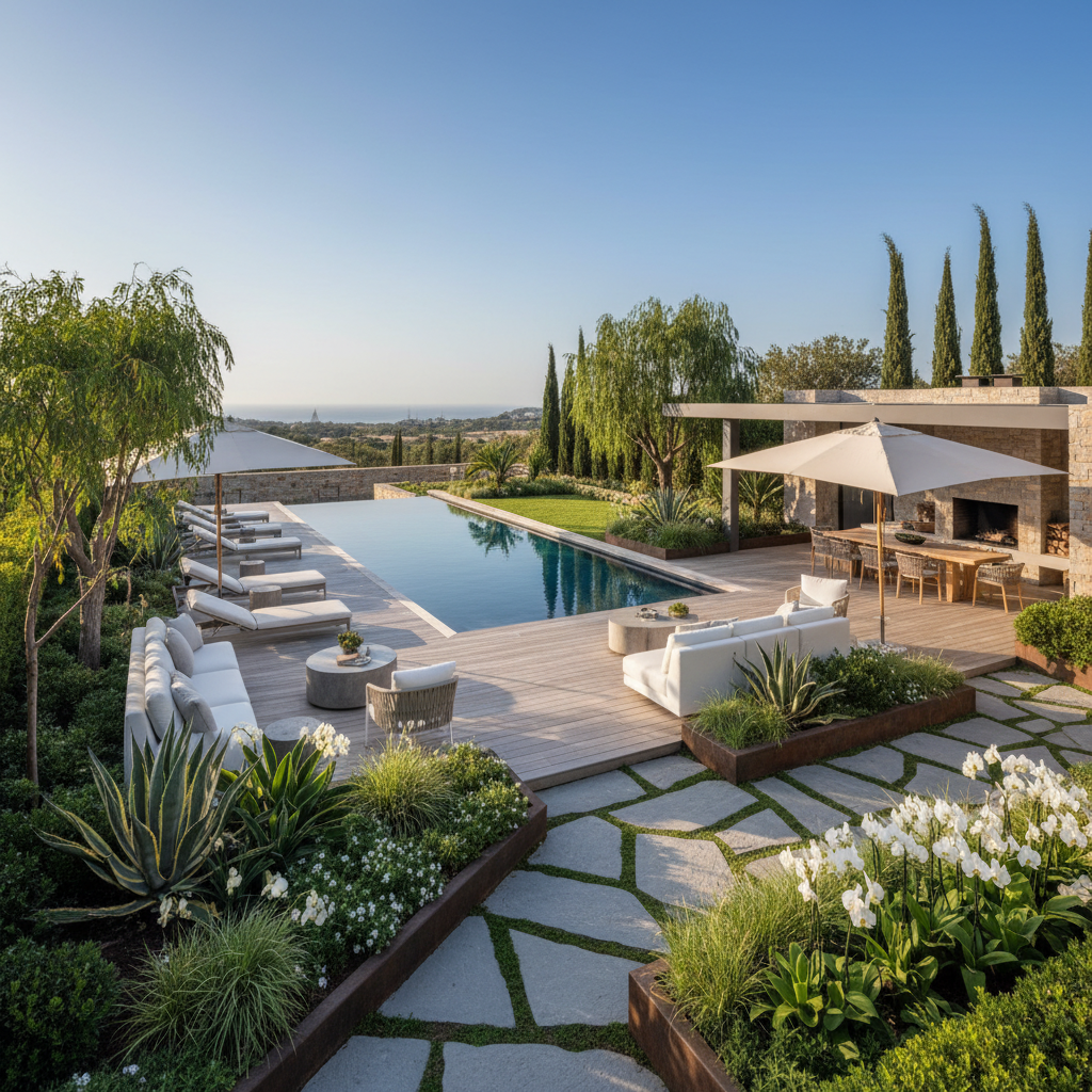 Modern villa bahçe tasarımı