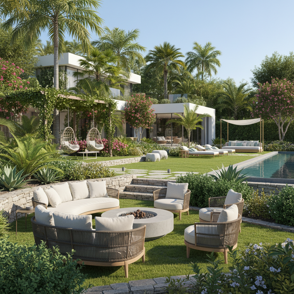 Güzel bir villa bahçesi