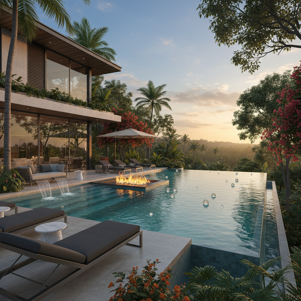 Lüks bir villa havuzu tasarımı