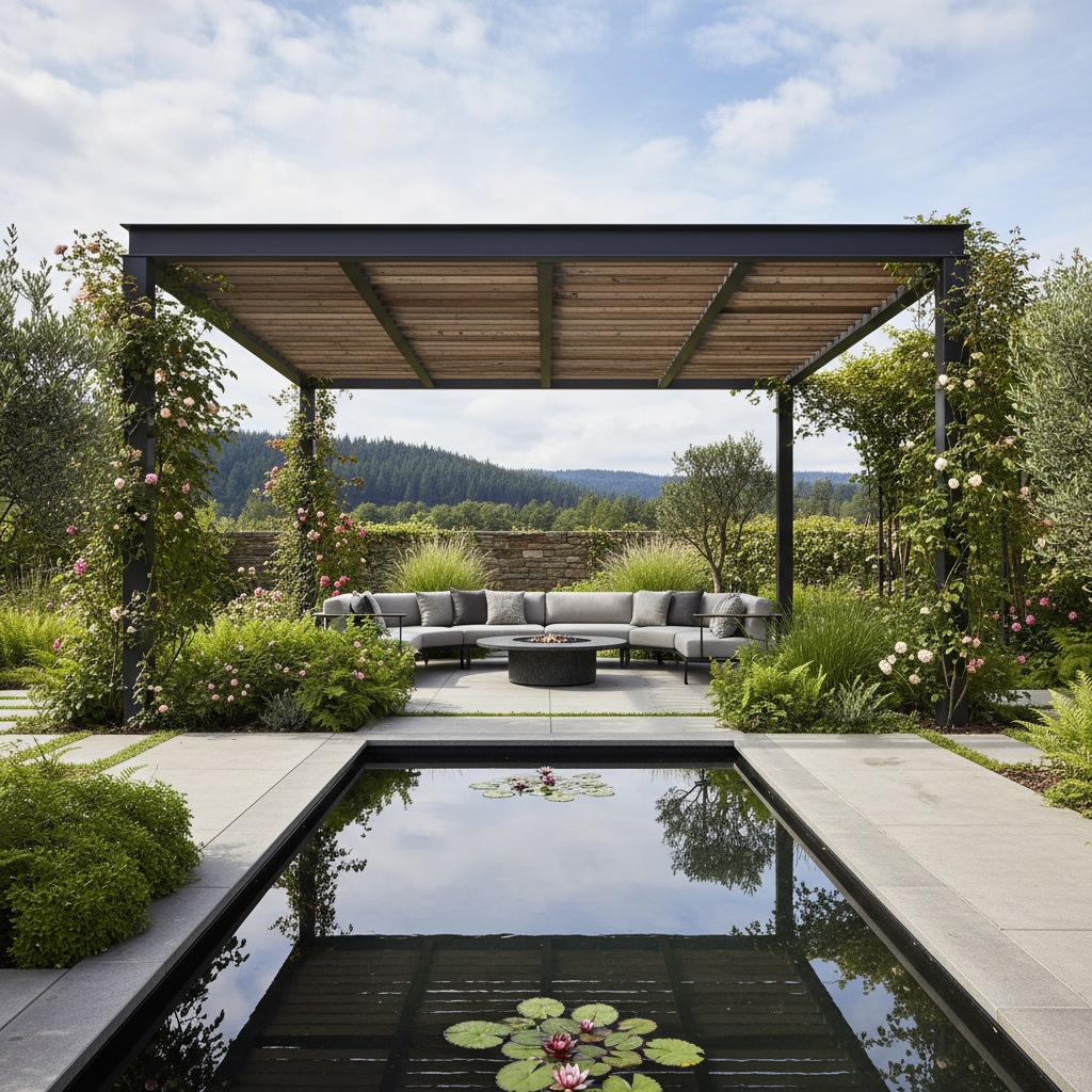 Bahçede modern bir pergola