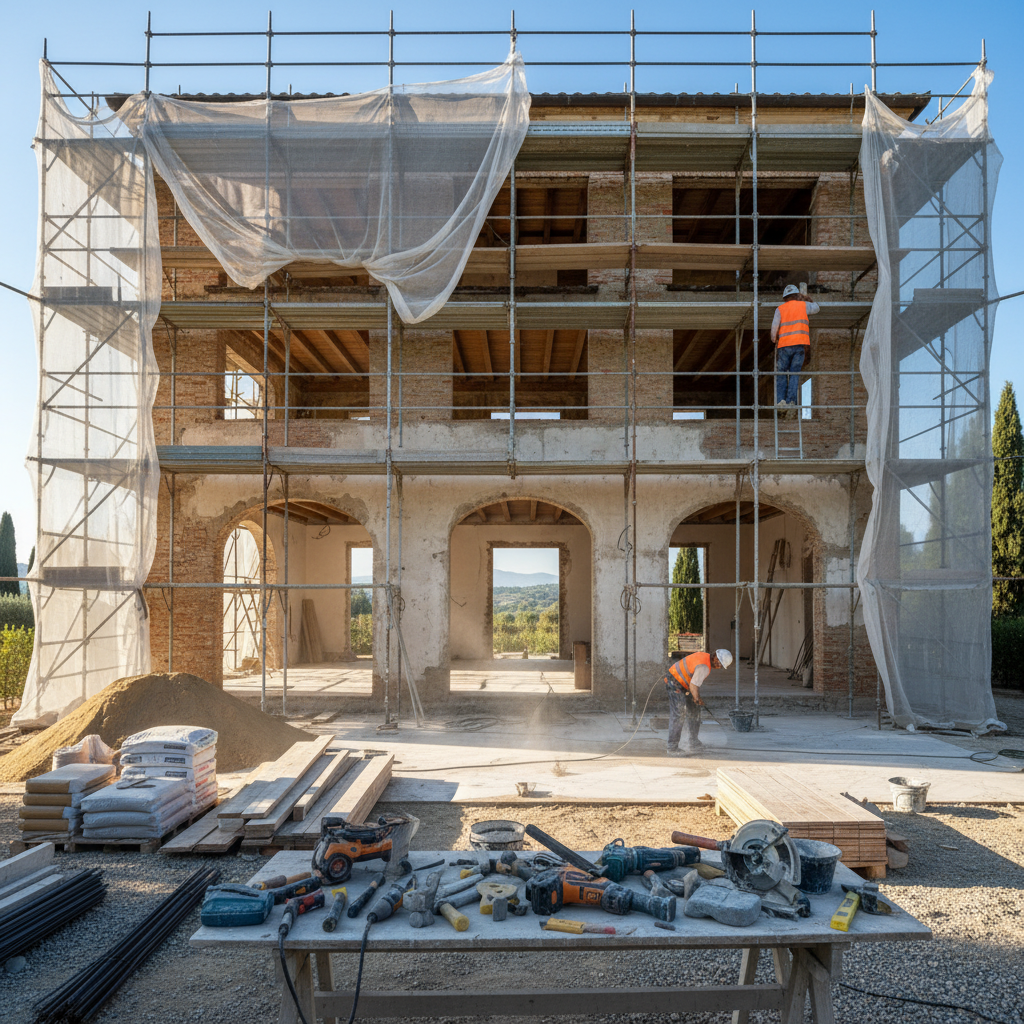 Tadilat sürecindeki bir villa