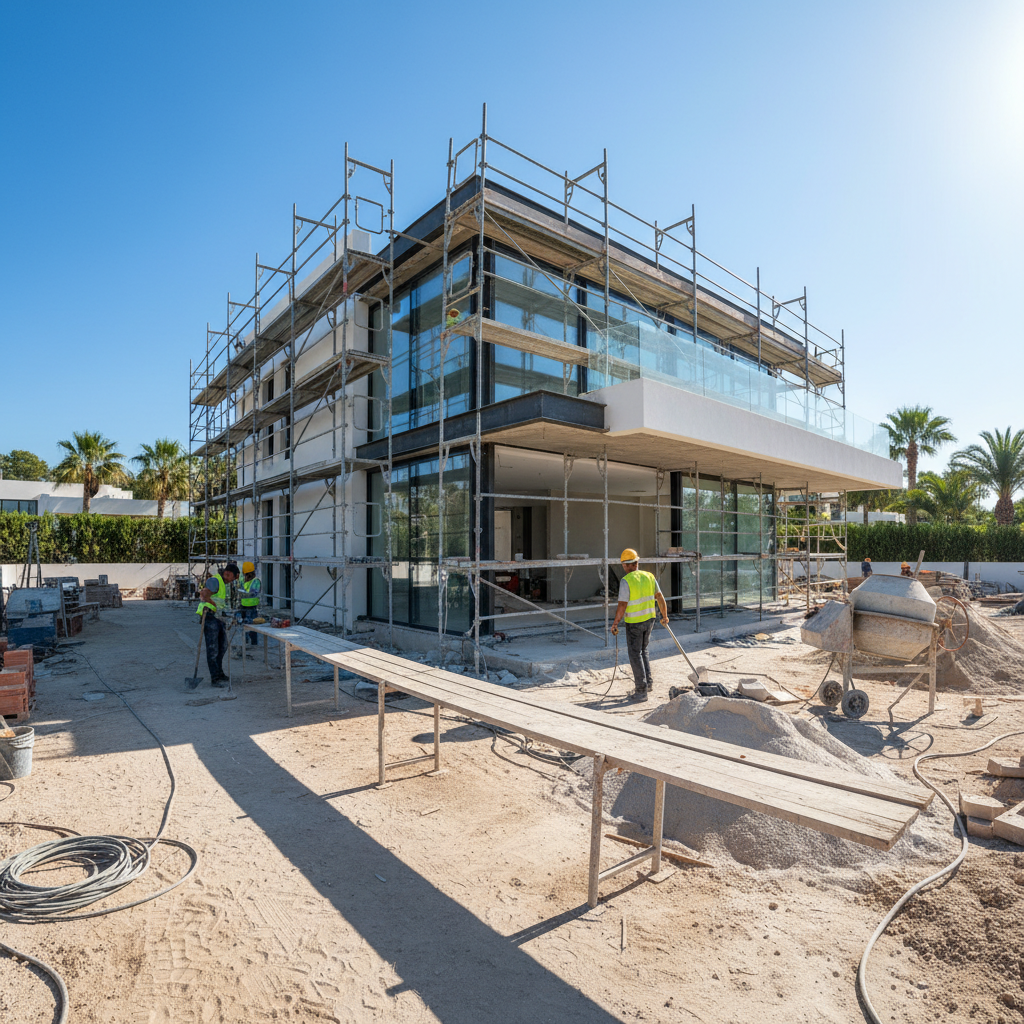 Modern villa tadilatı sürecini gösteren bir görüntü.