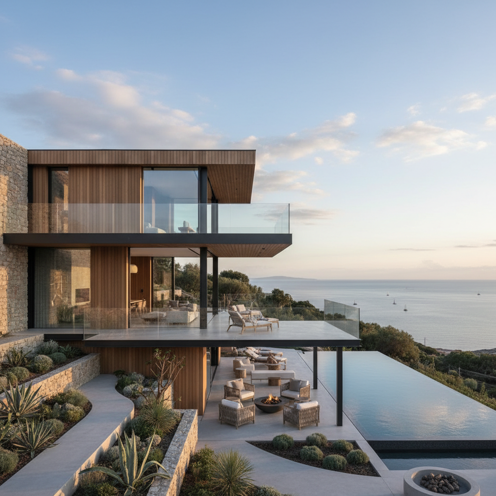 Modern bir villa yenileme sahnesi.