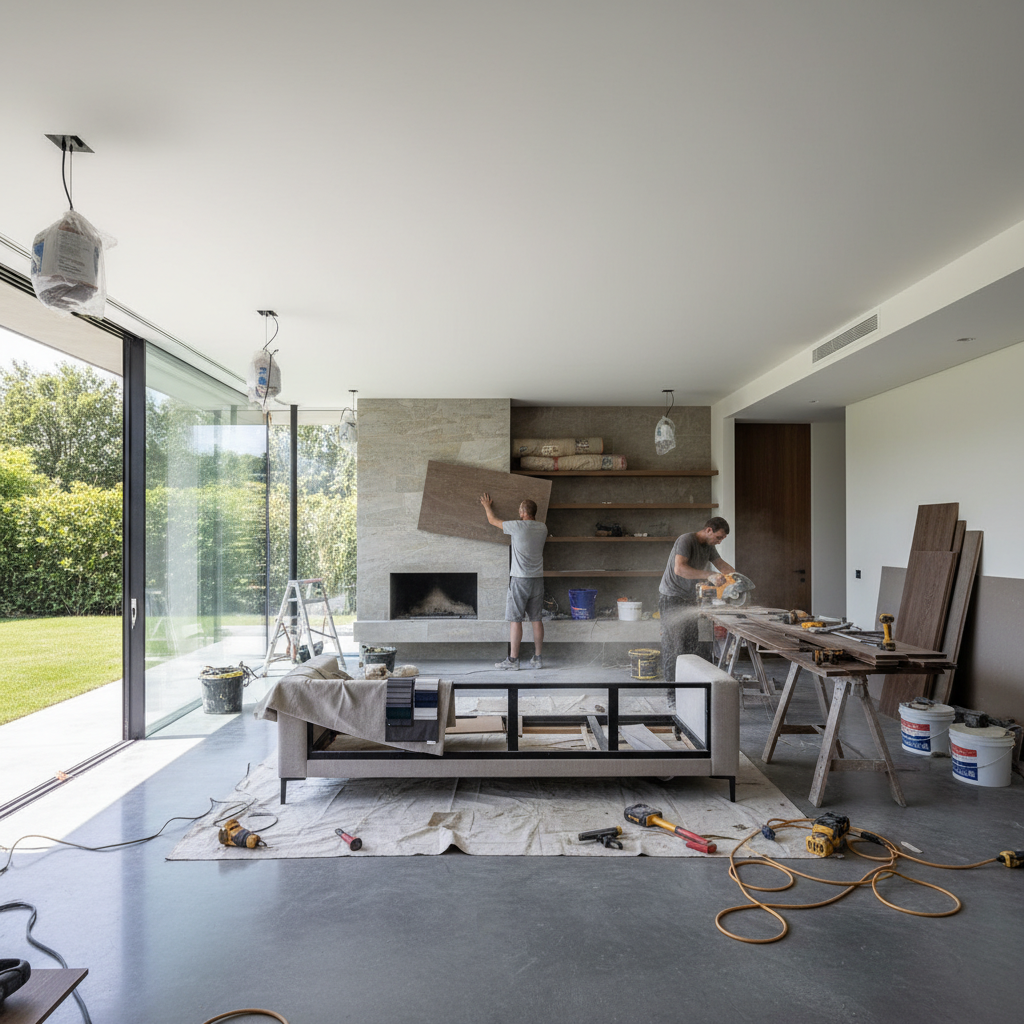 Modern villa tadilatı sahnesi