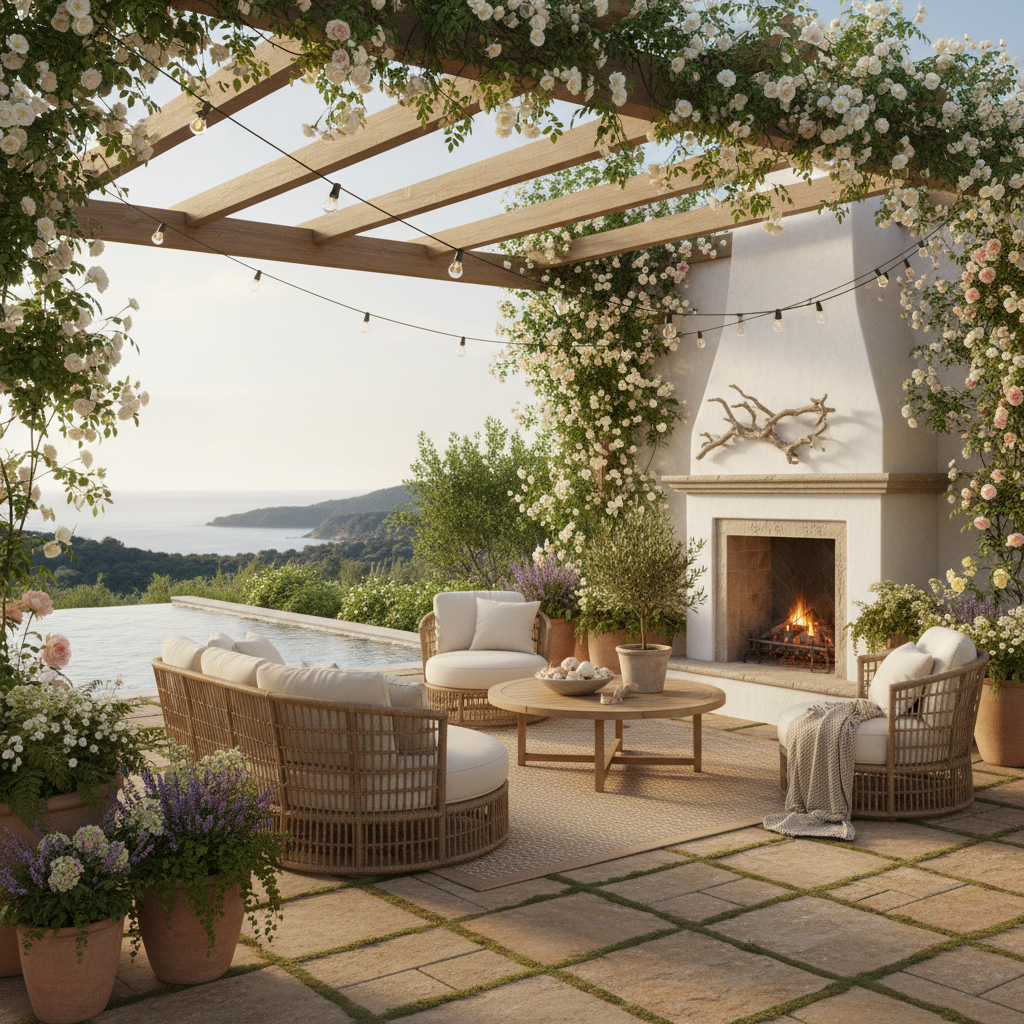 Yazlık ev için şık dış mekan tasarımı örneği.